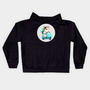 Hamster driving a Vespa Kids Hoodie